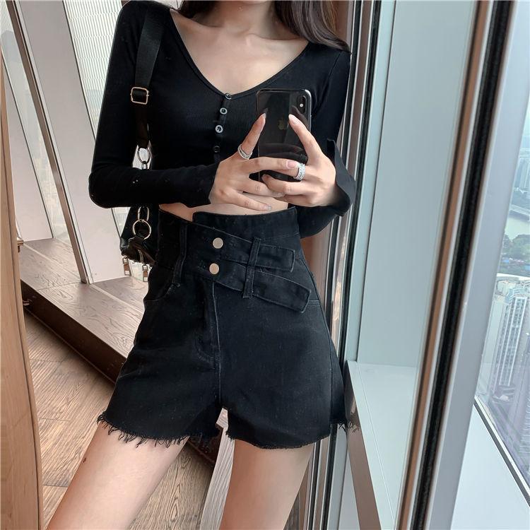 WTEMPO Spring and Summer High Waist Denim Shorts Women Loose Wide Leg A-line Thin Casual Shorts