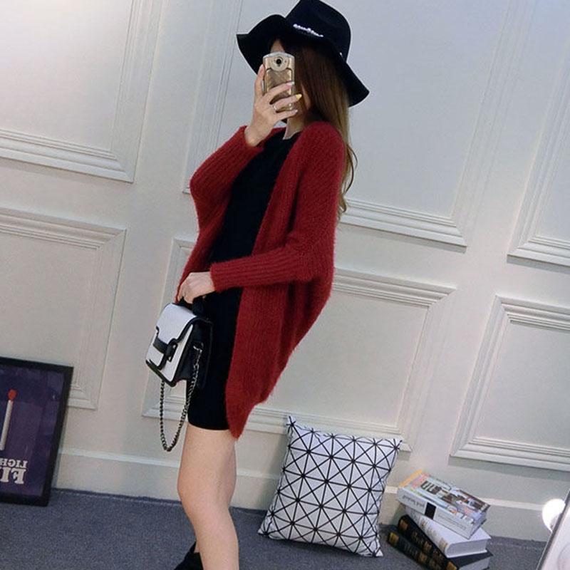 Autumn and Winter Bat Sleeve Sweater Slimming Cardigan Loose Top Casual Mid-length Women's Sweater