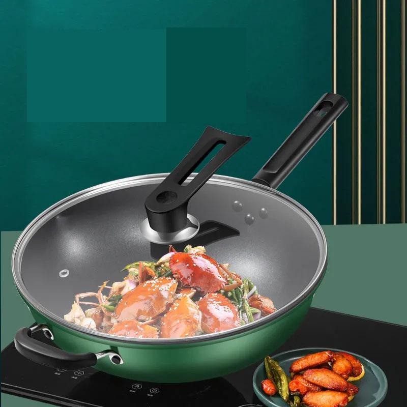 Wok Kitchen Multi-function Not Stocked Pot No Smoke Cooking Pot Furnace Gas Stove Universal Non-stick Pan Frying Pan with Cover