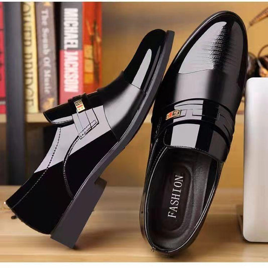 Fashion Mens Pointed Toe Dress Shoes Patent Leather Oxfords Full Brogue Lace Up Men Formal Shoes