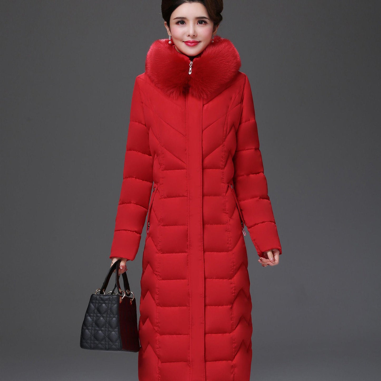 Winter Coat Women's Long Over-the-knee Plus Size Thin Padded Jacket Padded Down Padded Jacket To Keep Warm In Winter