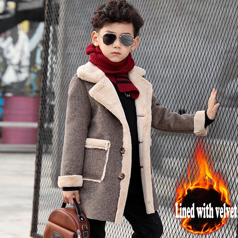 Boys Coats Autumn Winter Fashion Children's Plus Velvet Warming Cotton Fleece Jacket