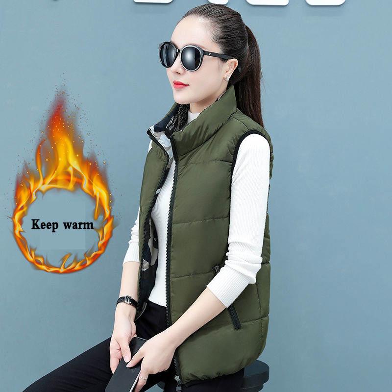 Two-sided Cotton Vest Women's Short Large Size Thick Winter Waistcoat Vest Jacket