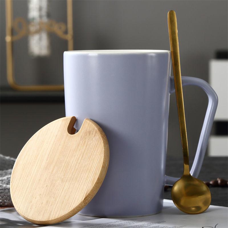 Creative Ceramic Cup Couple Mug Gift Cup with Lid Spoon Male and Female Household Water Cup Breakfast Milk Coffee Cup