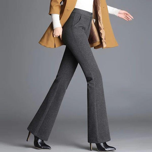 Autumn Winter Woolen Trousers Female High Waist Flared Pants Casual Straight Hanging Trousers