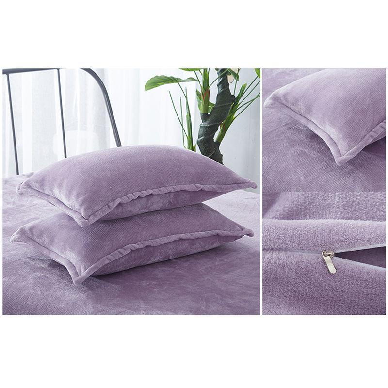 Pure Color Thick Flannel Pillow Case Fleece Single Double Pillow Cover Coral Fleece Pillow Case