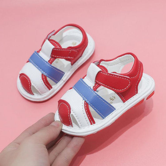 Baby's Summer Sandals Soft Soled Baby Walking Simple Sounding Shoes Children's Antiskid and Kickproof Flat Shoes