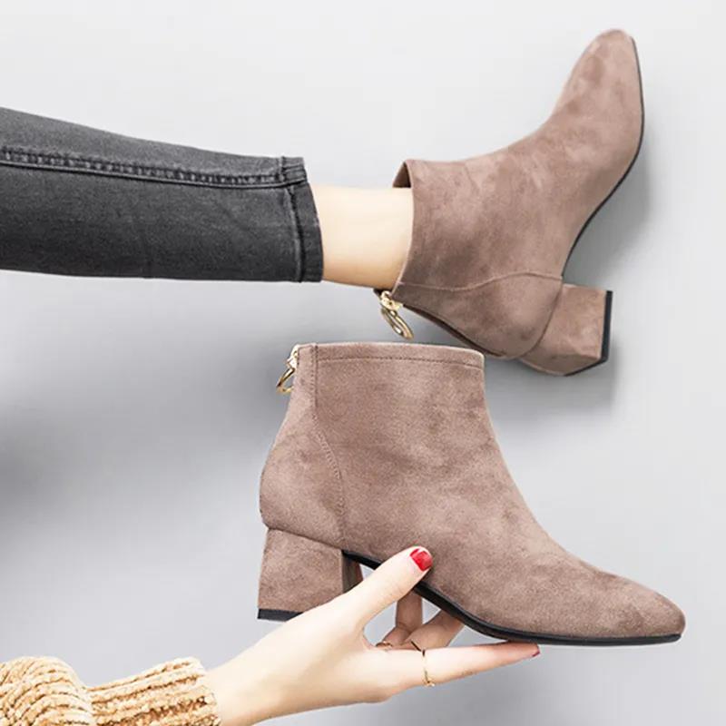 Autumn Mid-tube Women's Boots Korean Style Trendy Shoes for Students Autumn Cotton Shoes