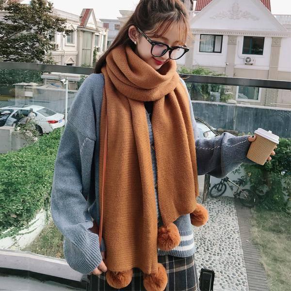 Scarf Knit Women Thick Warm Winter Scarves Ladies Cashmere Warmer Women's Scarves