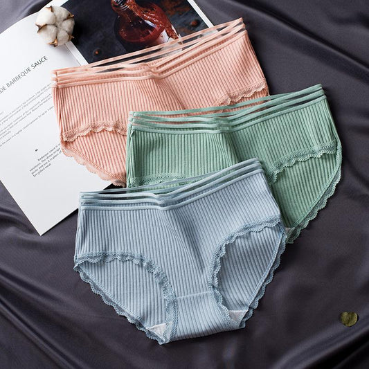 Hollow Striped Women's Panties Cotton Briefs for Women Low Waist Soft Female Underwear Skin-friendly Underpants Lady Intimates