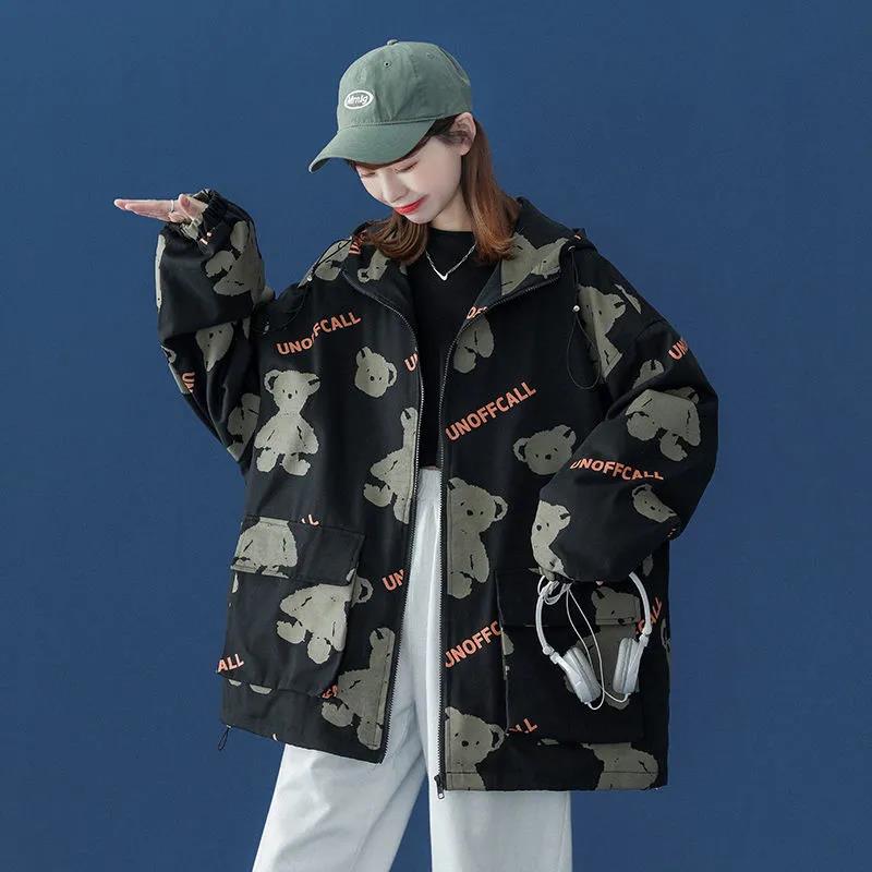 Womens Coats and Jackets High Street Hip Hop Baseball Uniforms Street Casual Coat Loose Jacket Tops