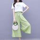 Pofulove Summer Pants Set Women Printed Cotton T-shirt Wide Leg Pants Two-piece Set Women Outfits