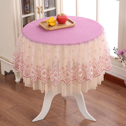 Lace Round Tablecloth Household All-inclusive Round Coffee Table Cover Towel Cover Cloth Round Tablecloth Cushion Cover Tablecloth