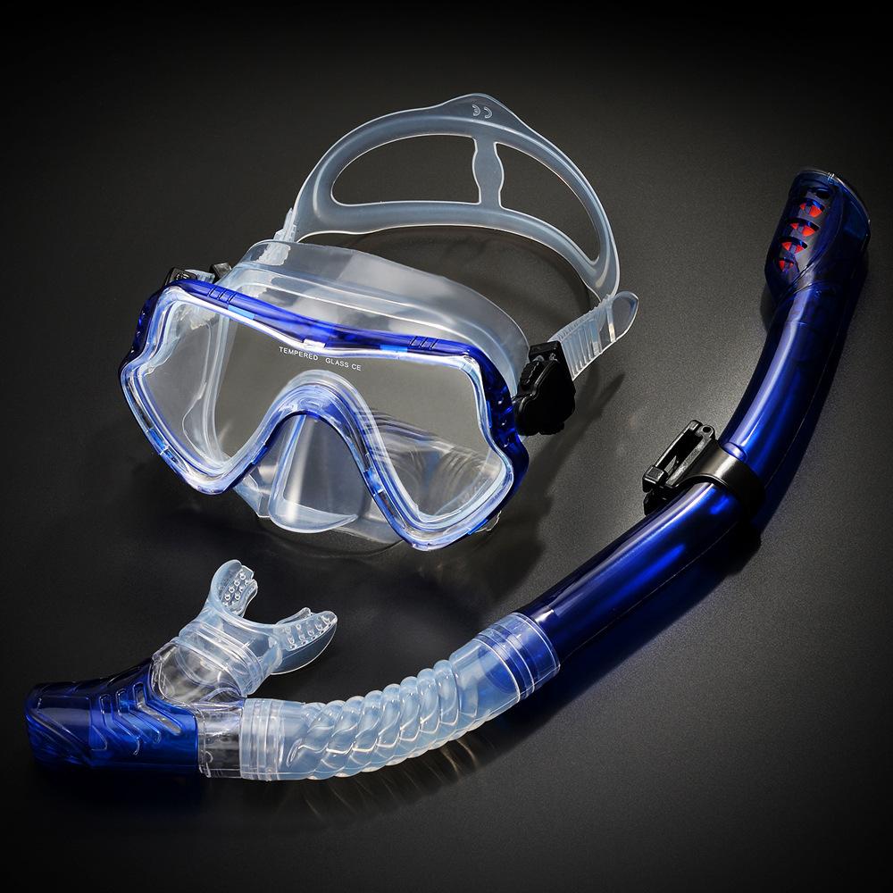 Adult Snorkel Kit, Panoramic Anti-fog Diving Mask and Dry Snorkel Professional Teen Snorkeling Mask Gear for Snorkeling Swimming Diving