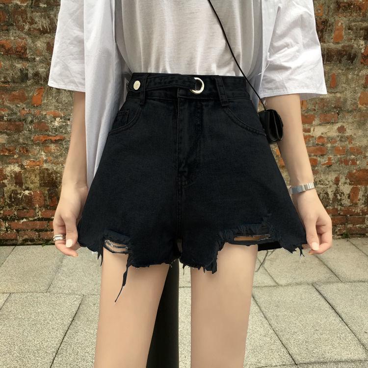 WTEMPO Denim Shorts Women Summer High Waist Wear Loose Wide Legs Korean Version Was Thin A Word Super Short