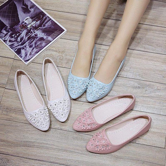 Pointed-toe Leather Shoes Single Shoes Soft-soled Flat-heeled Women's Flat-bottomed Pointed-toe Shoes Shallow Mouth Casual Women's Single Shoes