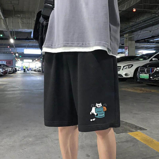 Youth Casual Shorts Men's Loose Straight Solid Color Pants Sports Versatile Casual Comfortable Five-point Pants