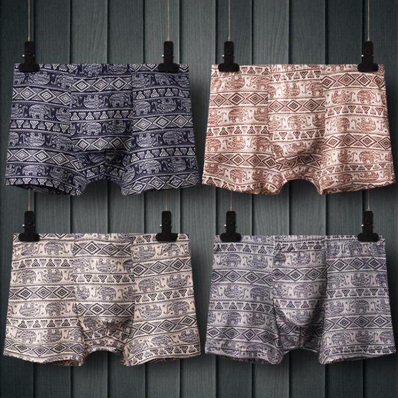 8 pcs Brand Underwear Elephant Man Print Stripe Men Shorts Boxers Goat Underpants