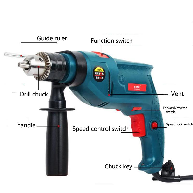 Full Impact Drill Electric Drill Set Electric Screwdriver Plug-in Motor for Drilling Cutting and Polishing