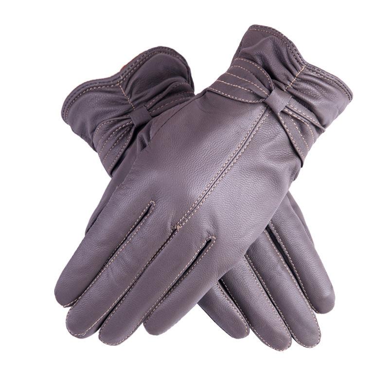 Women's Goatskin Leather Gloves Cycling Driving Plus Cashmere Warm Mittens Windproof Winter Classic Leather Gloves High Quality Anti-pilling Soft