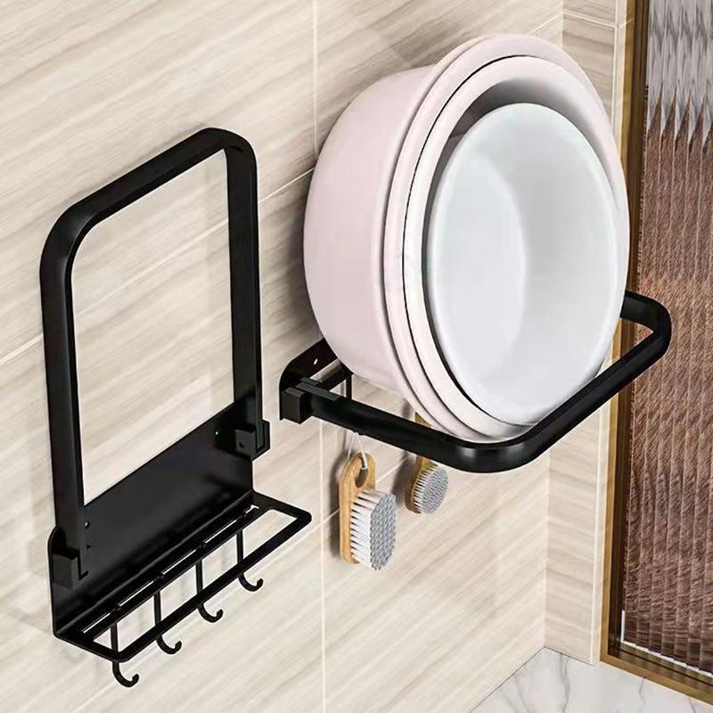 Bathroom Washbasin Rack Kitchen Pot Cover Rack Cutting Board Rack Hole-free Storage Rack Wall Hanger Bracket Collapsible Washbasin Rack