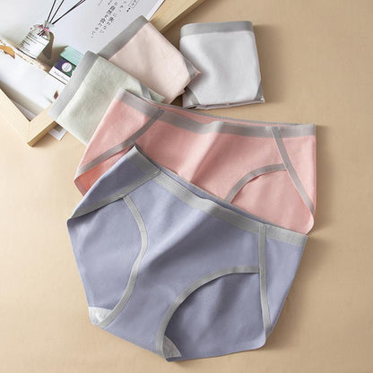 5Pcs/Set Women's Highly Elastic Large Size Causal Soft Briefs Spring and Summer Mid Waist Solid Color Seamless Cotton Panties