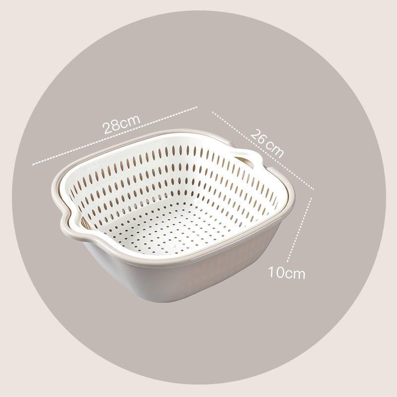 Double-layer Kitchen Sink Drain Basket Pot Assortment Vegetable Washing Basket Household Living Room Plastic Fruit Bowl Washing Fruit Plate