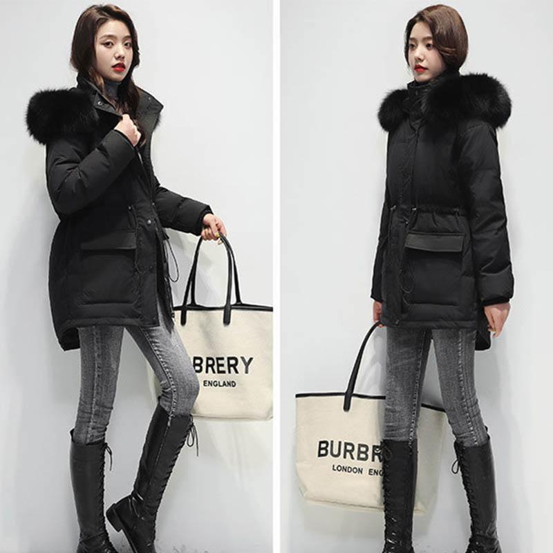 Women's Down Padded Jacket Mid-length Padded Jacket with Large Pockets Thick Padded Jacket Coat Trend