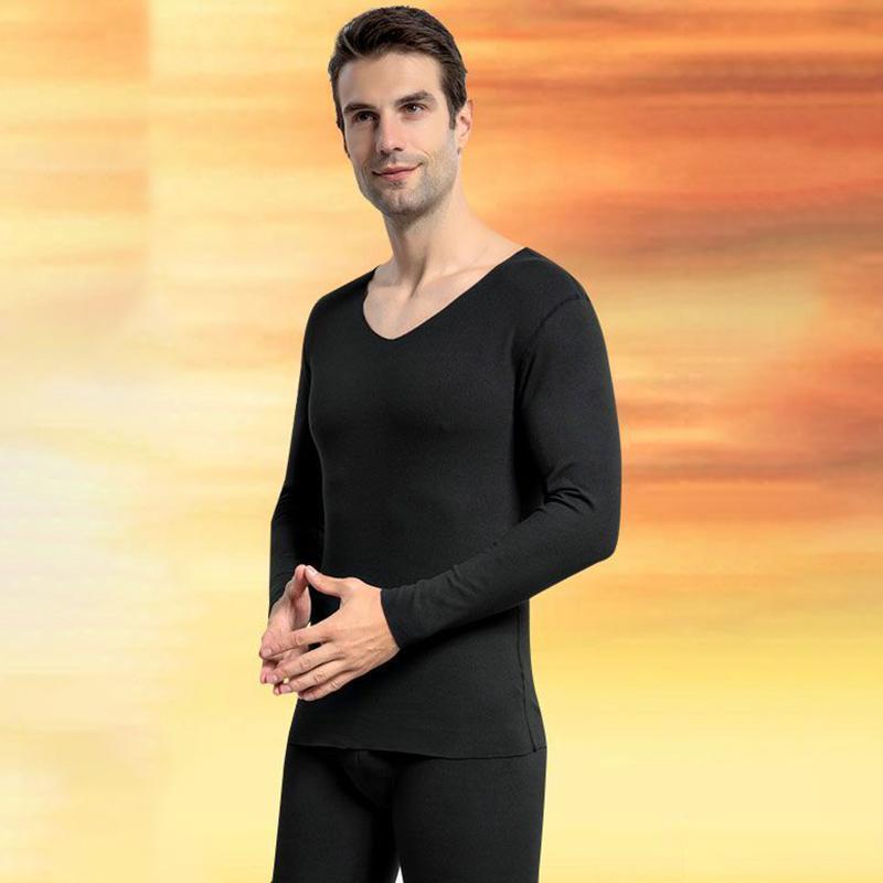 Men Winter Thermal Underwear V-neck Male Autumn Clothes Tight Suit Thicken Windproof Comfortable Soft Lining Long Sleeve High Elasticity Tracksuit