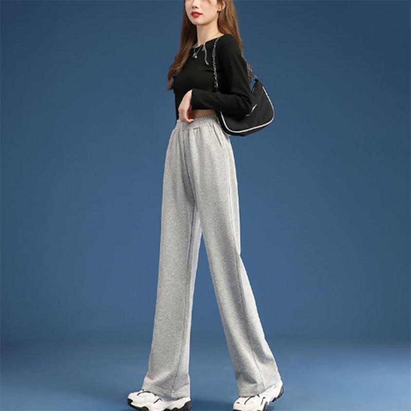 Sports Pants Women's Solid Color Spring and Autumn High Waist Drape Loose Spring and Autumn Straight Casual Wide Leg Slim Pants