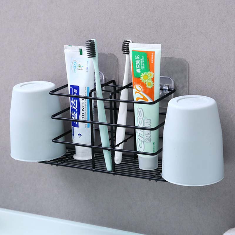 Metal Material Toothbrush Bathroom Wall-mounted Toiletries Storage Rack