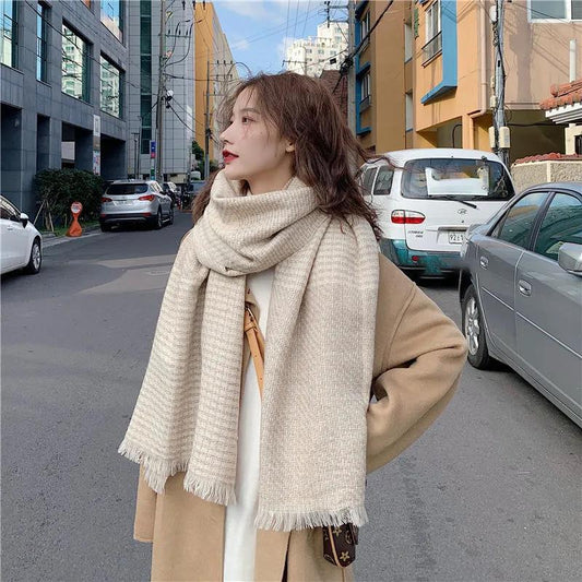 Winter Korean Plaid Scarf Women's Fashion Wild Warm Thicken Couple Scarf Shawl