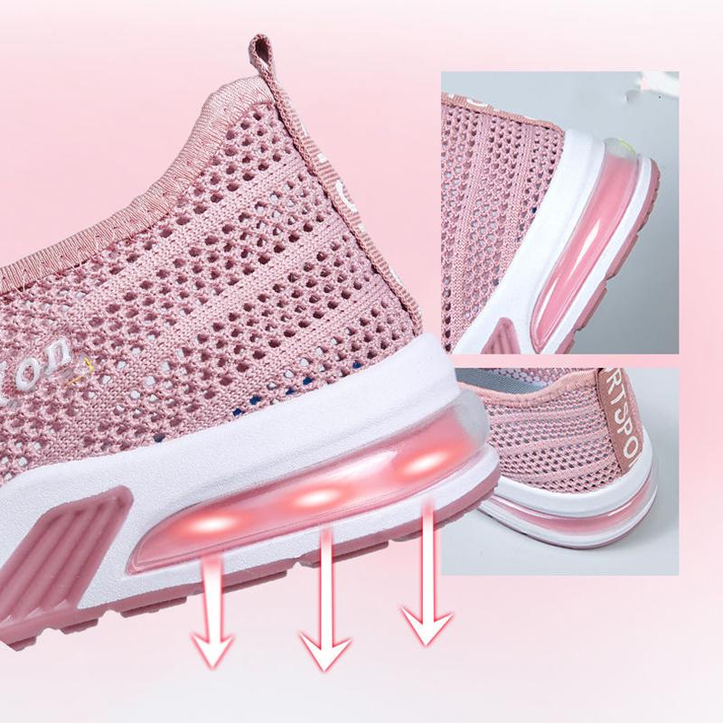 Summer Fly Woven Breathable Mesh Women's Shoes Lightweight and Comfortable Sports Running Shoes Flat Hollow Shoes