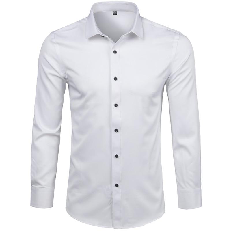 Men's Comfortable Bamboo Fiber Dress Shirts Casual Slim Fit Long Sleeve Male Social Shirts