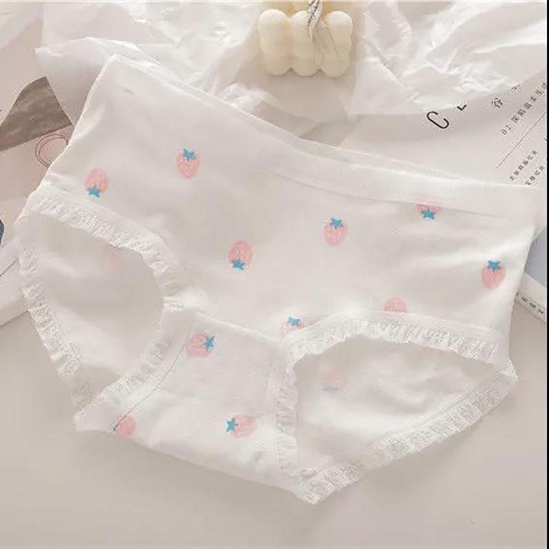 5 Pairs of Women's Plus Size Cotton Underwear Student Cartoon Breathable Cotton Crotch Underwear Girl Japanese Briefs