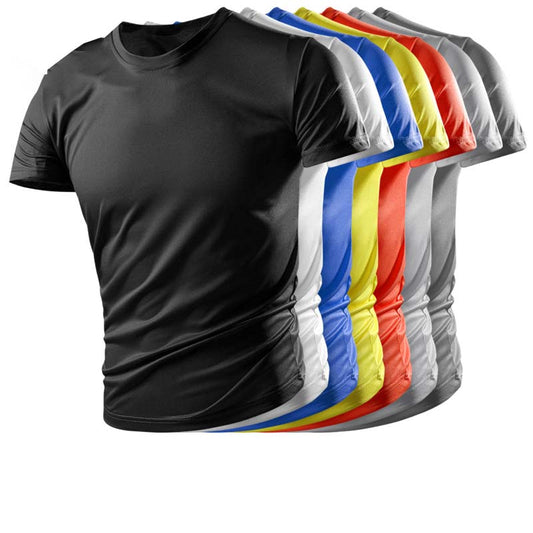 Short-sleeved T-shirt Men's Quick-drying Clothes Summer Solid Color Breathable Large Size Summer Sports Ice Silk T-shirt Top