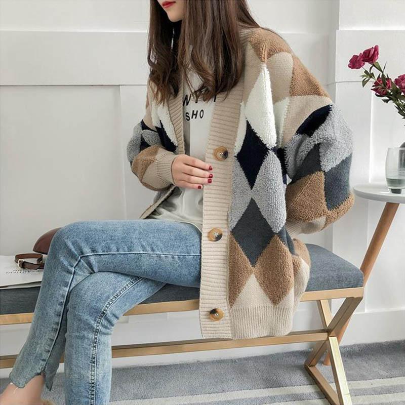 Knitted Cardigan Women's Fall/winter Loose Sweater Jacket Plus Size Women's Trend