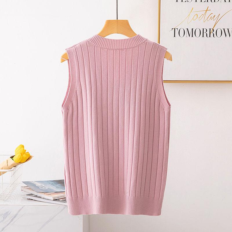 Women's Spring and Autumn Knit Sweater Vest Vest Korean Version Loose V-neck Waistcoat Sleeveless Sling All-match Sweater Women