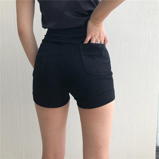 WTEMPO Sexy Black High Waist Denim Shorts Women Loose Spring and Summer Wide Leg A-line Thin Casual Shorts