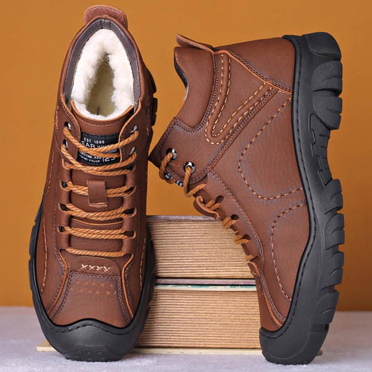 Leather Boots Men Winter Leather Shoes Fashion Men Winter Snow Boots Male Boots Men Sneakers