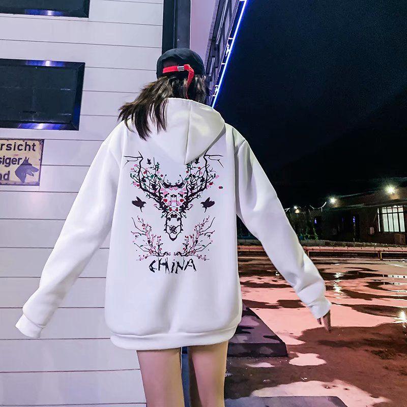 Lovers Wear Autumn Hooded Plus Fleece Sweatshirt Men and Women Oversize Hoodies Hip-hop Top Coat Unisex