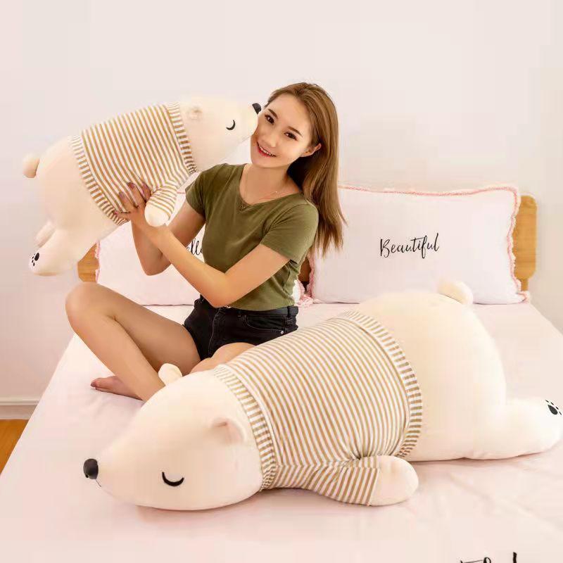 Polar Bear Plush Toys Long Pillow Stuffed Doll Girls Soft Goddess Festival Toys