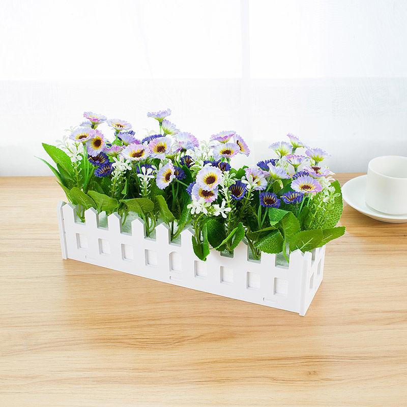 Simulation Fake Flower  Hanging Flower Basket Simulation Green Grass Small Potted Ornaments Plastic Flower Fence Floral Set Wall