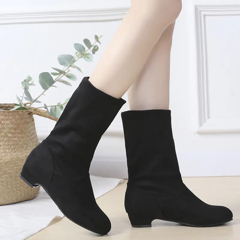 Women's Autumn and Winter British Style Martin Boots Thick Heel Solid Color Short Boots Female Anti Slip Casual Cotton Boots