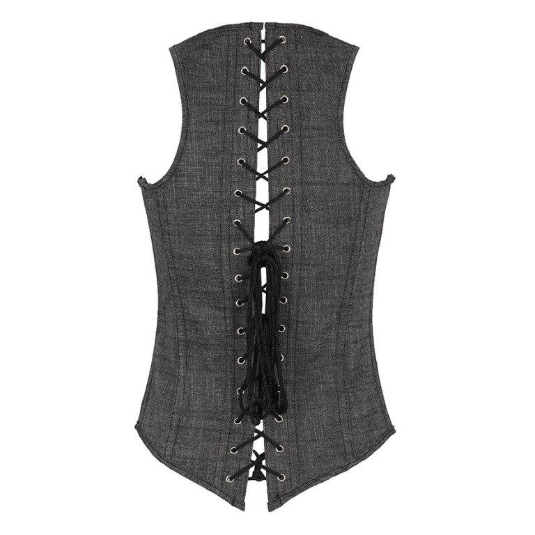 Sexy Steampunk Corset Plus Size Retro Cosplay Bustier Party Dress Black Lacing-up Corset