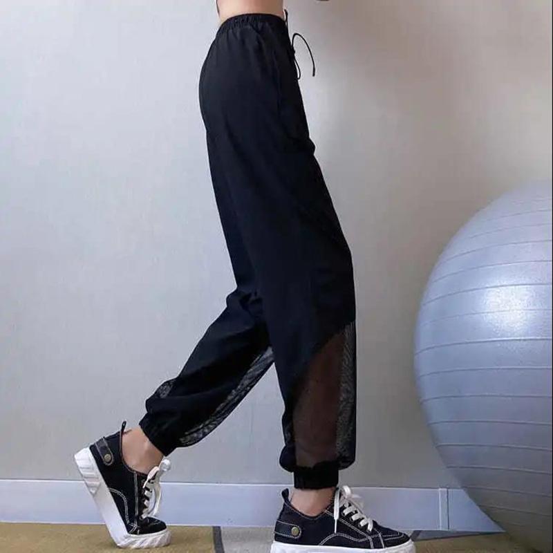 WTEMPO Hollow Casual Pants Women Elastic Waist Joggers Sport Long Sweatpants Loose Casual Baggy Trousers