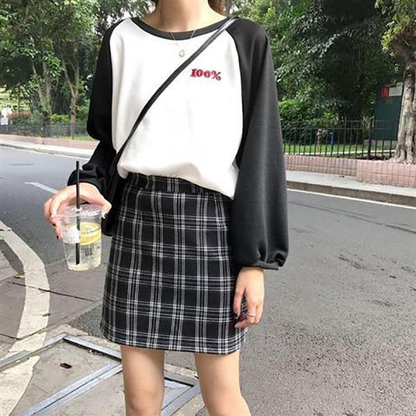 Sweet Girls  Pleated Skirt  High Waist Plaid A-Line Flare Skater Short Skirt Uniforms Cosplay School