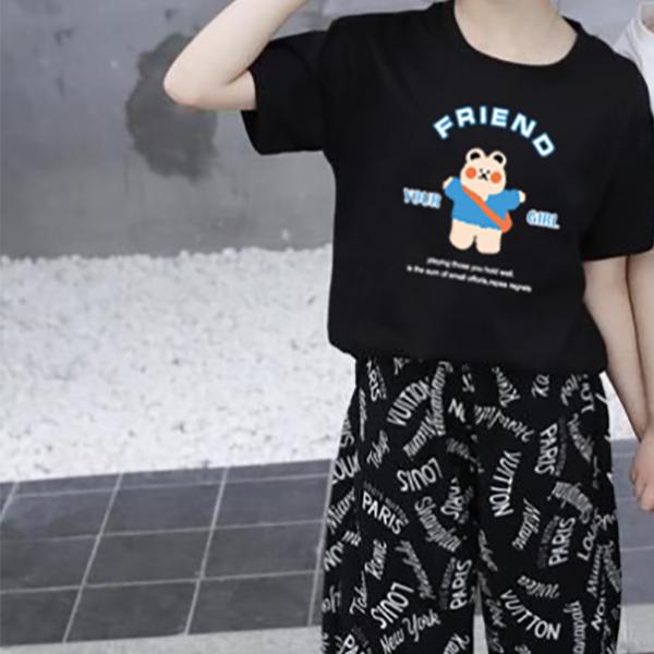 Summer Children's Short Sleeve T-Shirt Korean Style Small and Medium Sized Boys and Girls Fashion Set