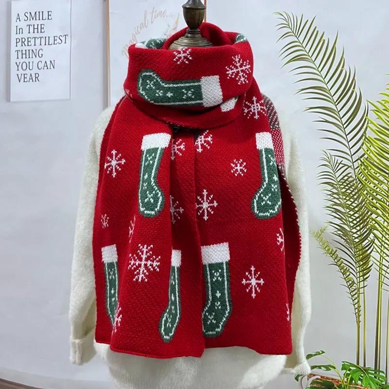 Christmas Gift Elk Scarf Winter Korean Version of Wild Red Double-sided Wool Scarf Shawl