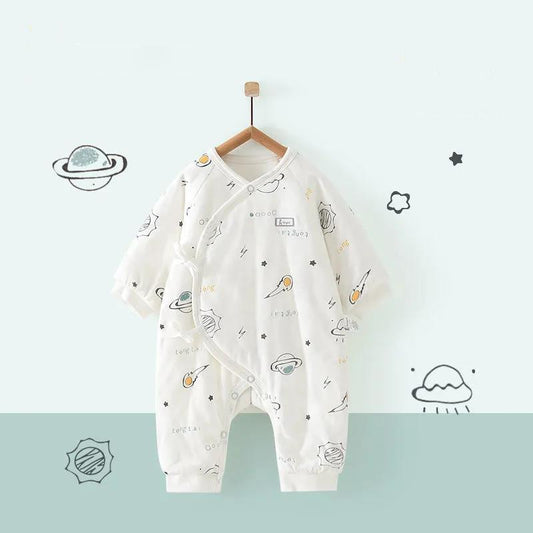 0-6 Months Newborn Baby Autumn and Winter Clothes Baby Pure Cotton Bias Thickened Cotton One-piece Clothes Climbing Clothes Autumn